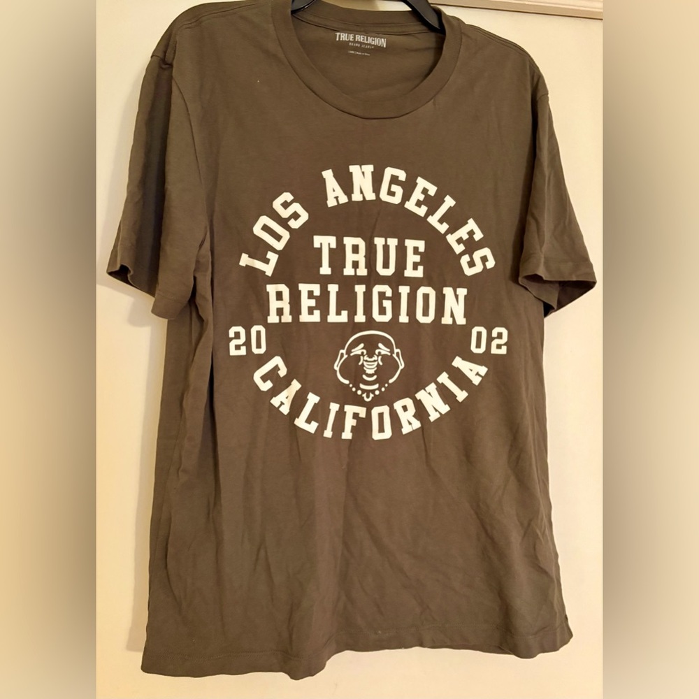 True Religion Men's Brown/Green Graphic T-Shirt